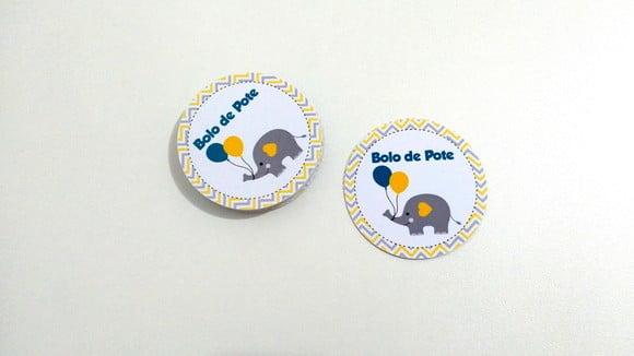 Adesivo 5 cm Bolo de Pote - Elefantinho
