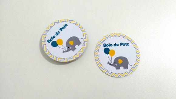 Adesivo 5 cm Bolo de Pote - Elefantinho