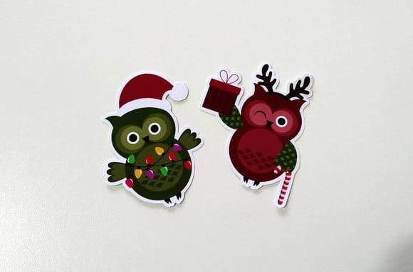 Aplique Corujas de Natal 5 cm