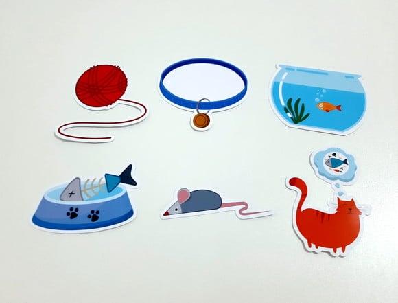 Aplique Gato - Peixe - Aquário 7 cm