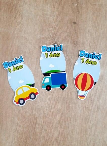 Apliques e Adesivo para Tubetes Meios de Transporte
