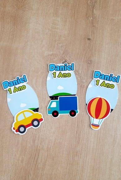 Apliques e Adesivo para Tubetes Meios de Transporte