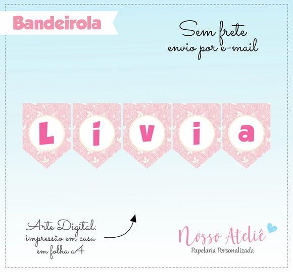 Bandeirola Digital - Floral Rosa