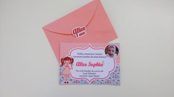 Convite Boneca com envelope