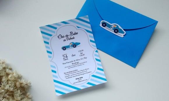Convite Chá de Bebê + envelope + adesivo