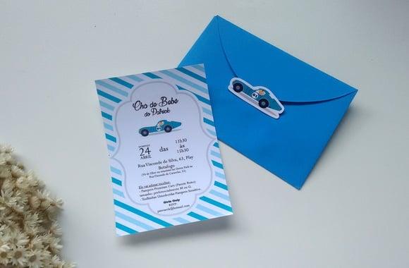 Convite Chá de Bebê + envelope + adesivo