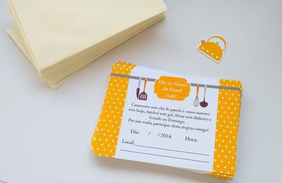 Convite Chá de Panela - Poá Amarelo