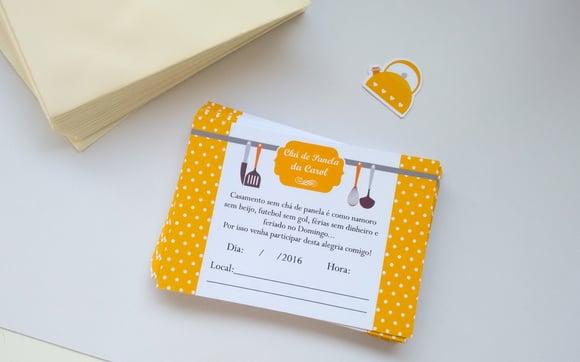 Convite Chá de Panela - Poá Amarelo