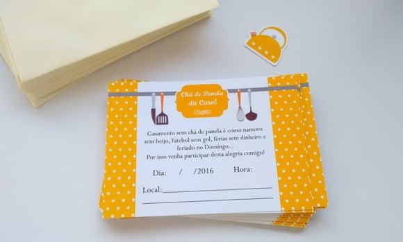 Convite Chá de Panela - Poá Amarelo