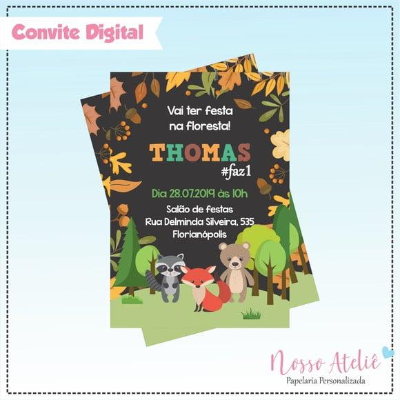 Convite Digital - Animais da Floresta