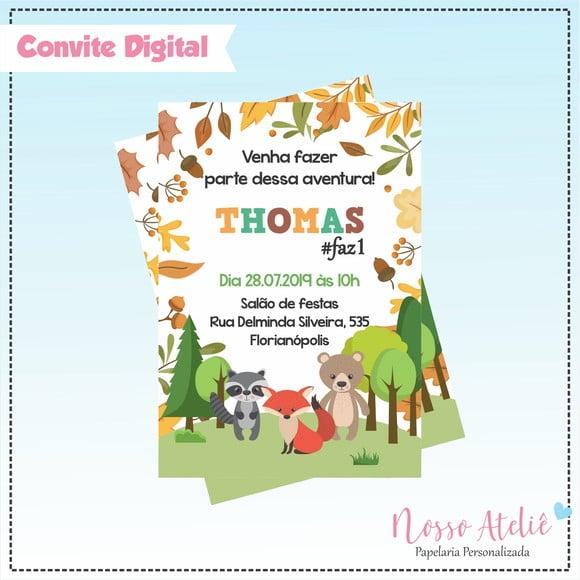 Convite Digital - Animais da Floresta