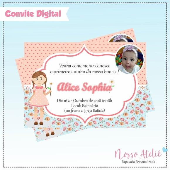 Convite Digital - Boneca