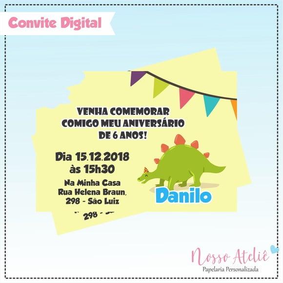 Convite Digital - Dinossauro