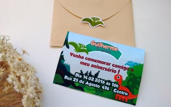 Convite Dinossauro + envelope + adesivo