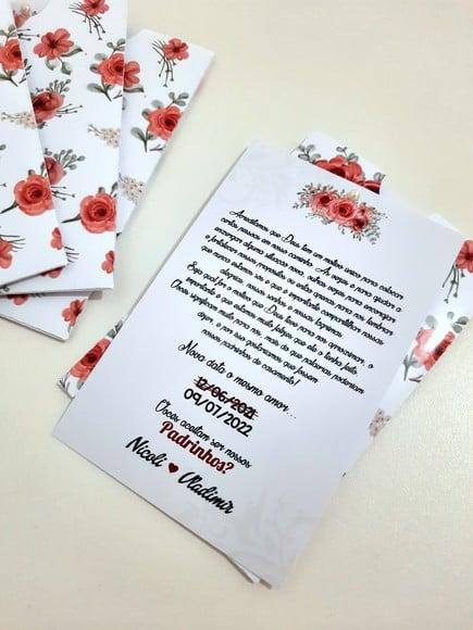 Convite para padrinhos - Floral Marsala