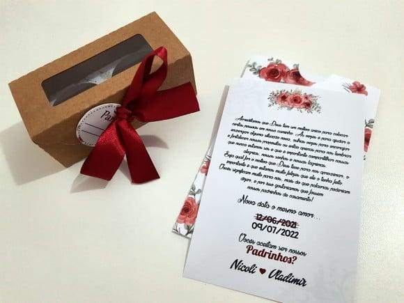 Convite para Padrinhos - Floral Marsala