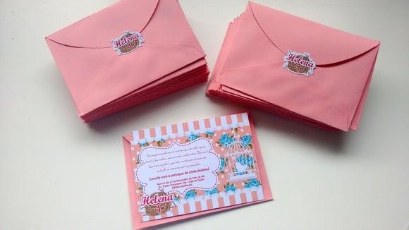 Convite Passarinho + envelope + adesivo