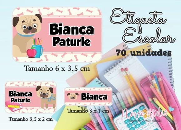 Etiqueta Escolar - Cachorrinho Pug