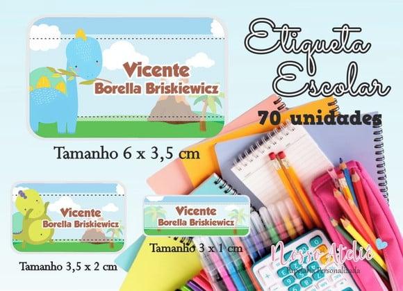 Etiqueta Escolar - Dinossauro