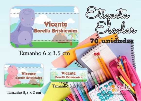 Etiqueta Escolar - Dinossauro