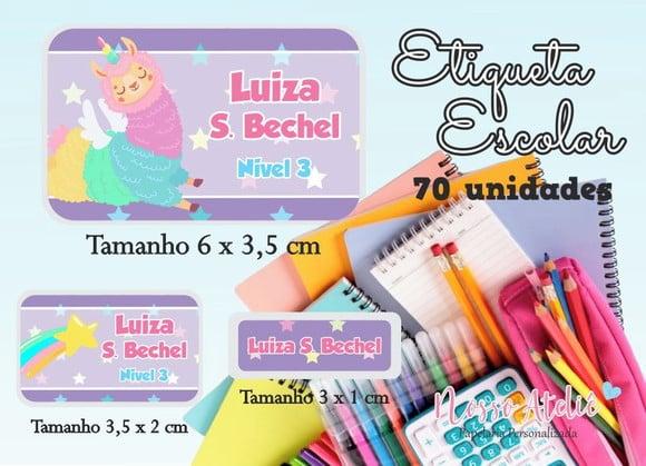 Etiqueta Escolar - Lhama