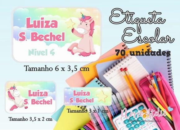 Etiqueta Escolar - Unicórnio