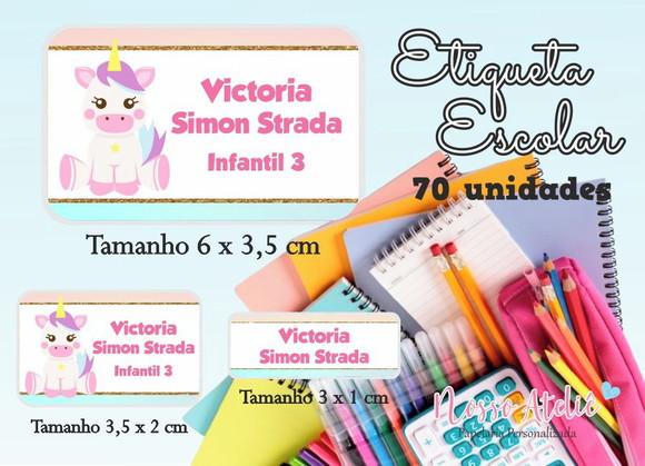 Etiqueta Escolar - Unicórnio
