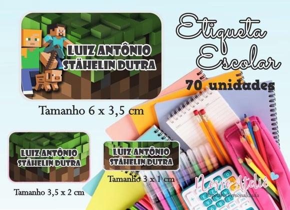 Etiqueta Escolar Minecraft