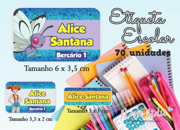 Etiqueta Escolar Pokemon Menina