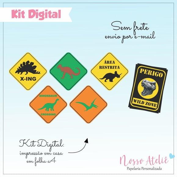 Kit Digital - Plaquinhas Dinossauro
