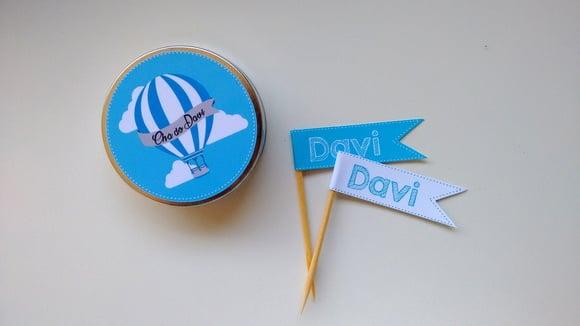 Kit Latinha e Topper Chá de Bebê - Balão