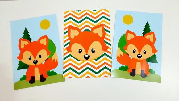 Kit Placas Decorativas - Raposa