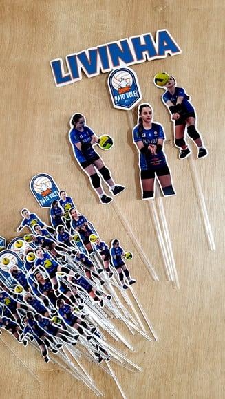 Kit Topo de Bolo + Topper de Doces Vôlei