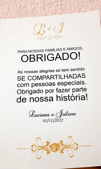 Placa Agradecimento
