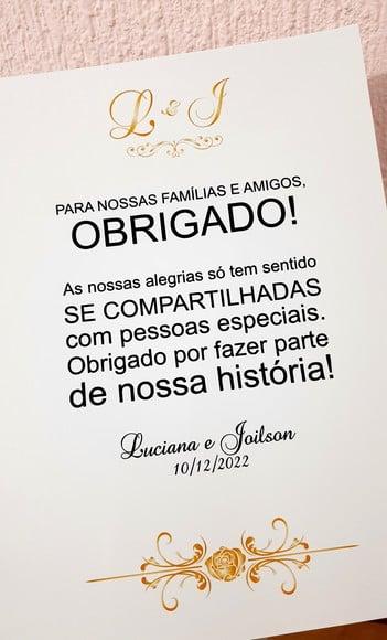 Placa Agradecimento