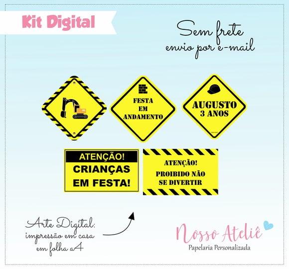 Placa Construção Personalizada - Kit Digital