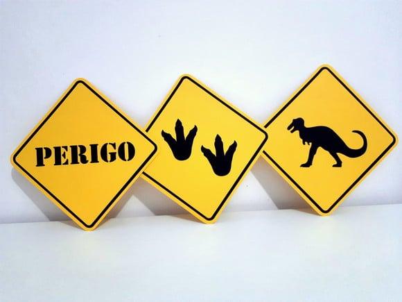 Placa Decorativa Scrap 38 cm - Dinossauro