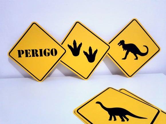 Placa Decorativa Scrap 38 cm - Dinossauro