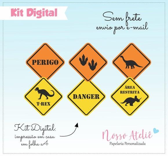 Placa Dinossauro Personalizada - Kit Digital