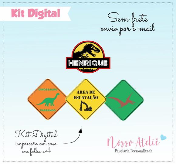 Placa Dinossauro Personalizada - Kit Digital