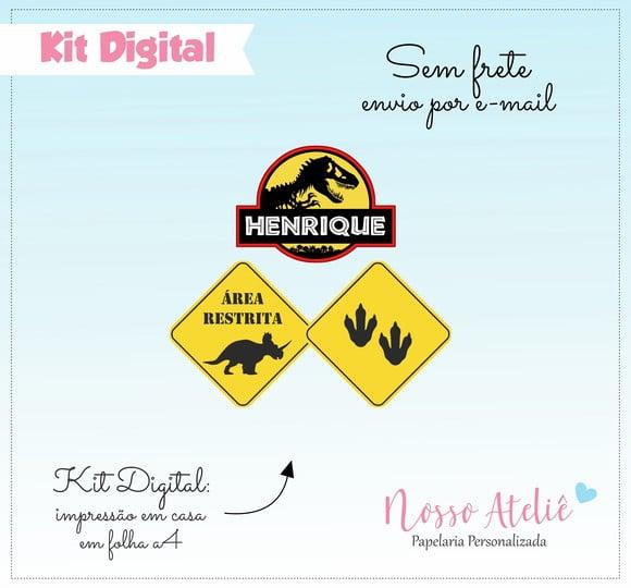Placa Dinossauro Personalizada - Kit Digital