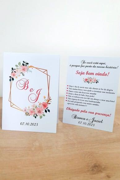 Placa para Mesa - Casamento Floral