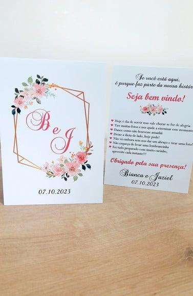 Placa para Mesa - Casamento Floral