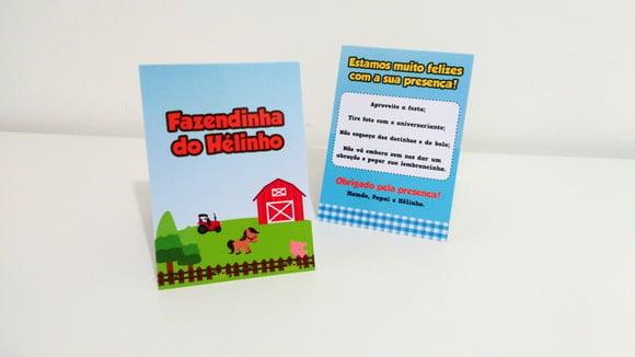 Placa para mesa - Fazendinha