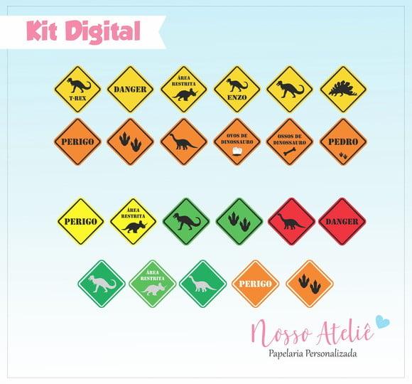 Placas Dinossauro - Kit Digital