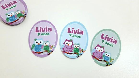 Rótulo Adesivo para Tubetes - Corujinhas