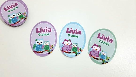 Rótulo Adesivo para Tubetes - Corujinhas