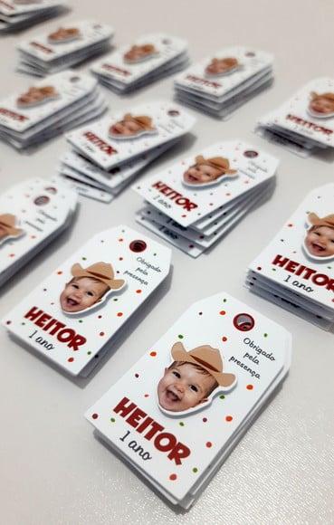 Tag Personalizada com Rostinho - Cowboy Fazendinha