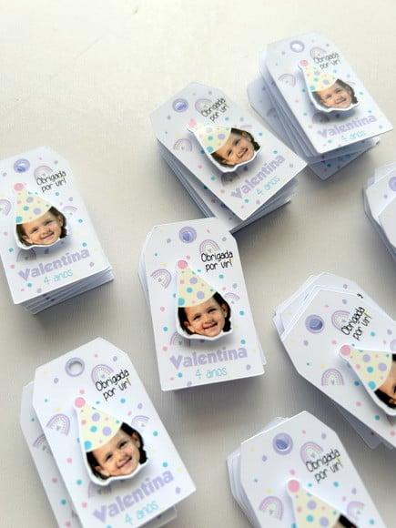 Tag Personalizada com Rostinho - Arco Iris Boho