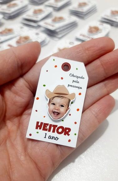 Tag Personalizada com Rostinho - Cowboy Fazendinha